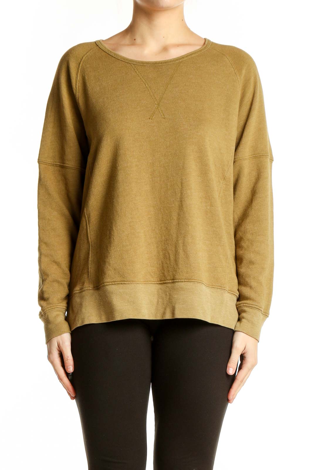 Mustard Raglan Sleeve Sweatshirt Front