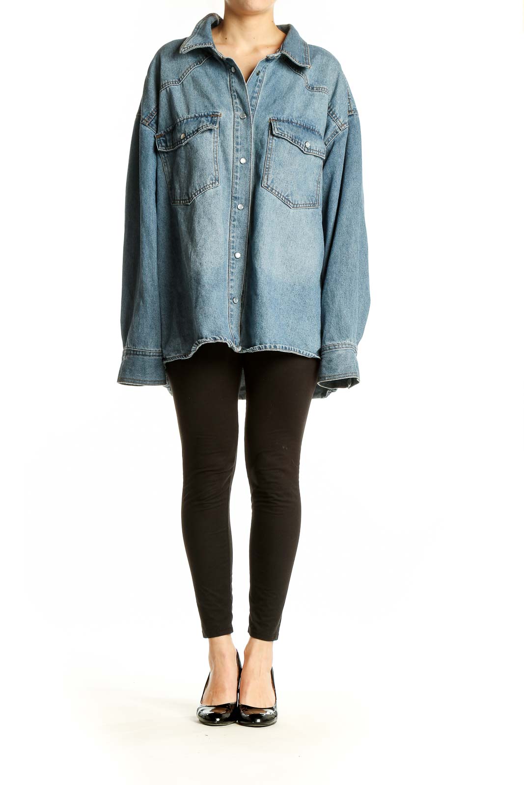 Light Blue Oversized Denim Jacket Front