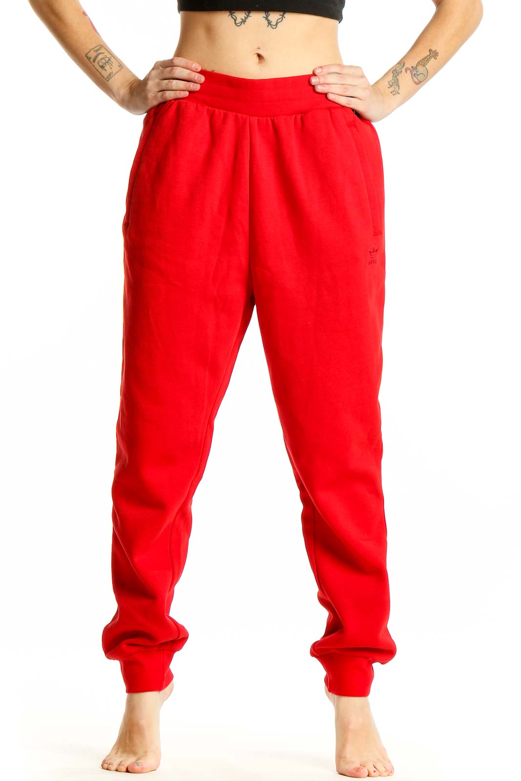 Red Cotton Jogger Sweatpants Front