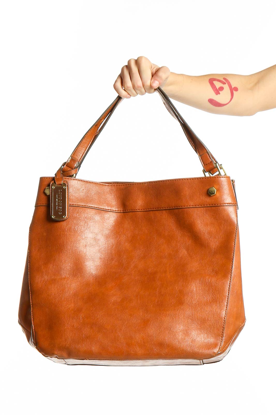 Tan Classic Leather Tote Bag Front