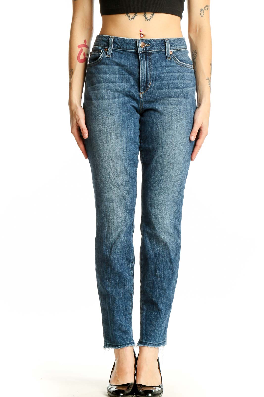 Blue Classic Straight Leg Jeans Front