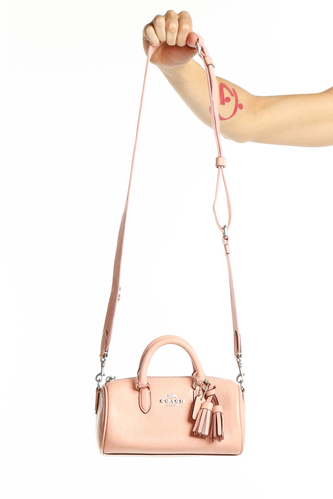 Pink Leather Mini Crossbody Bag Front