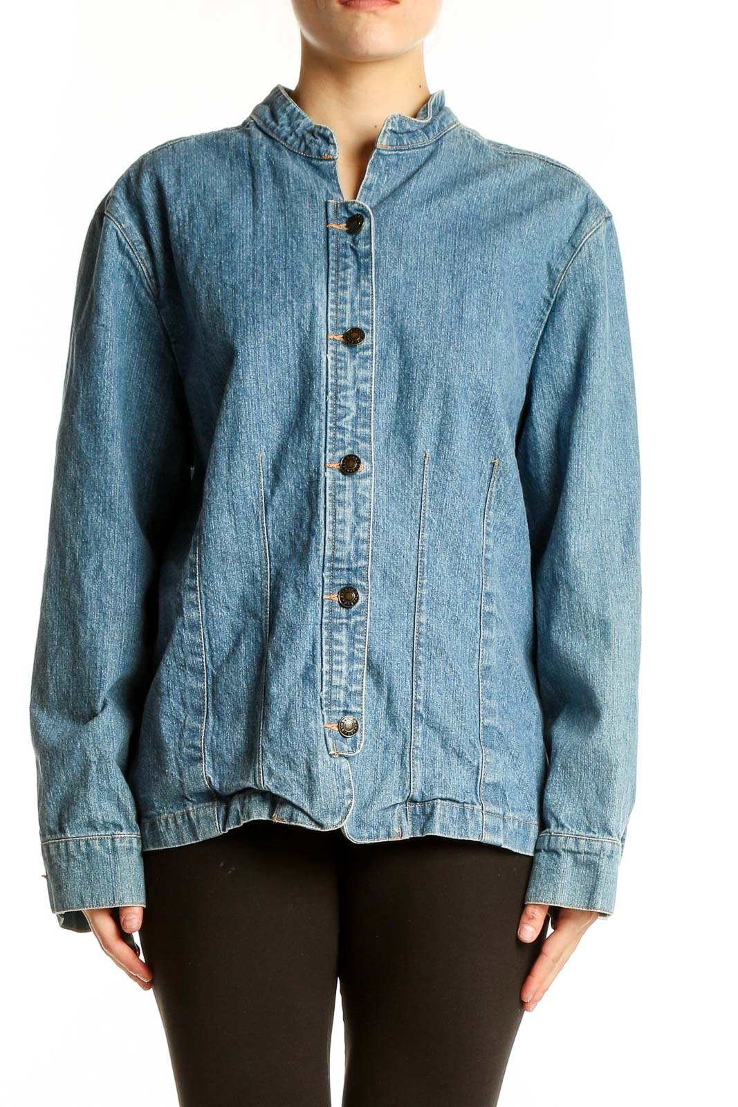 Light Blue Denim Button-Up Jacket Front