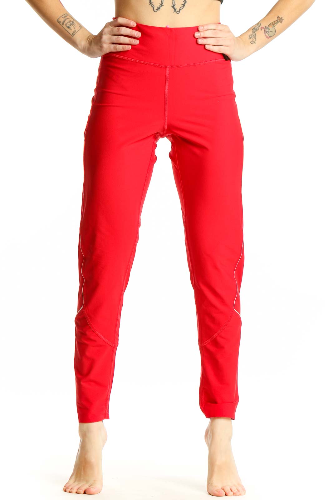 Red High-Waisted Performance Leggings Front