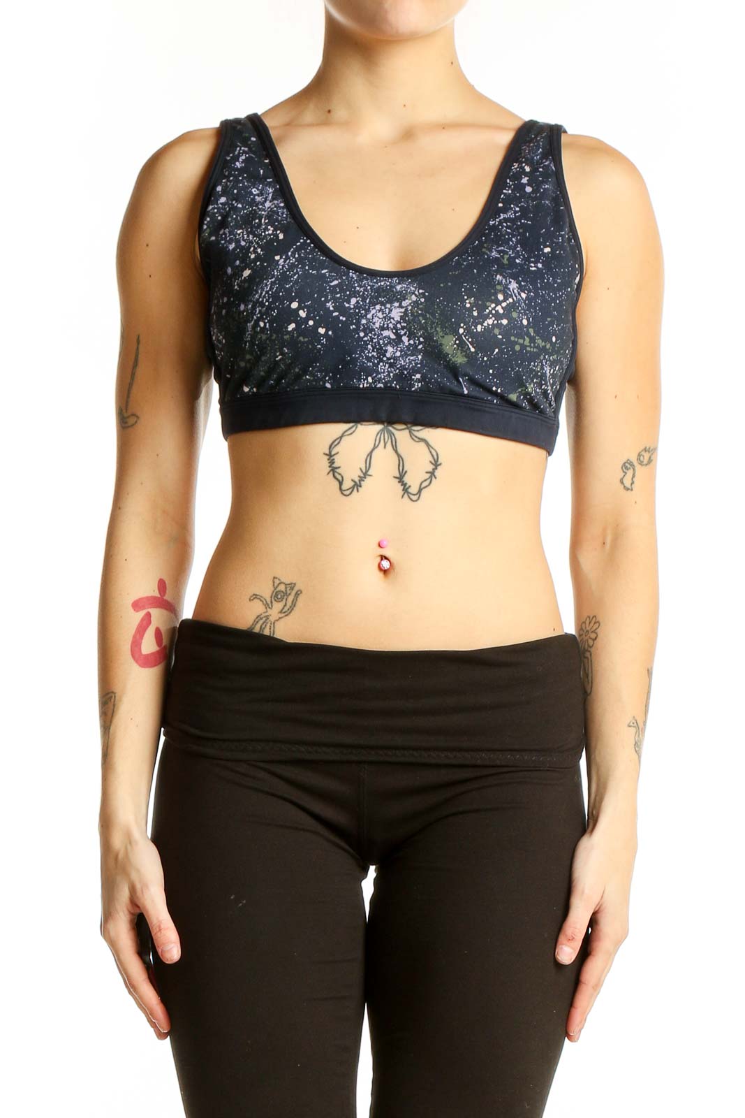 Navy Speckled GapFit Sports Bra Front