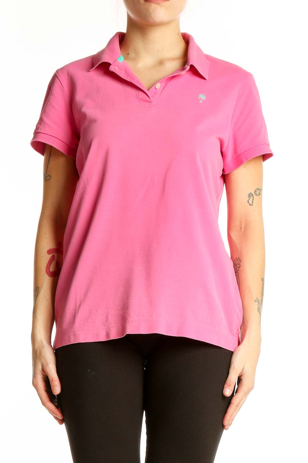 Pink Cotton Polo Shirt Front