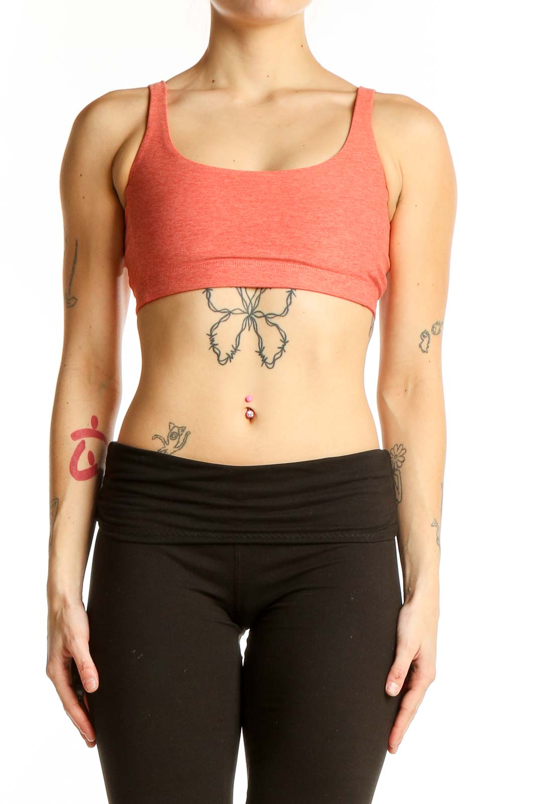 Coral Racerback Sports Bra Front