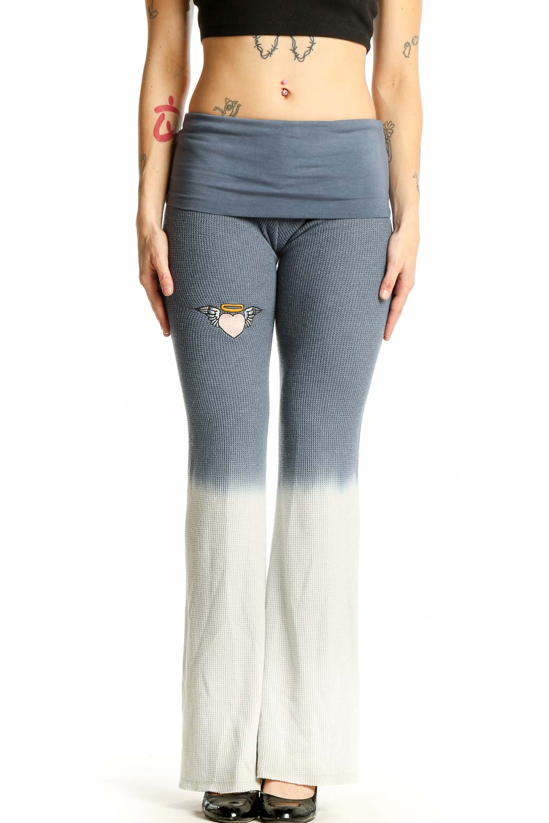 Gray Ombre Flared Yoga Pants Front