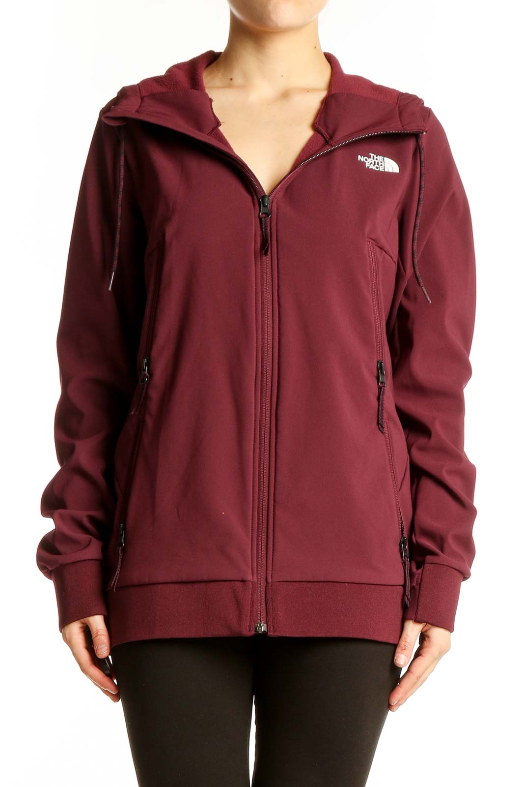Burgundy Softshell Hooded Jacket Front