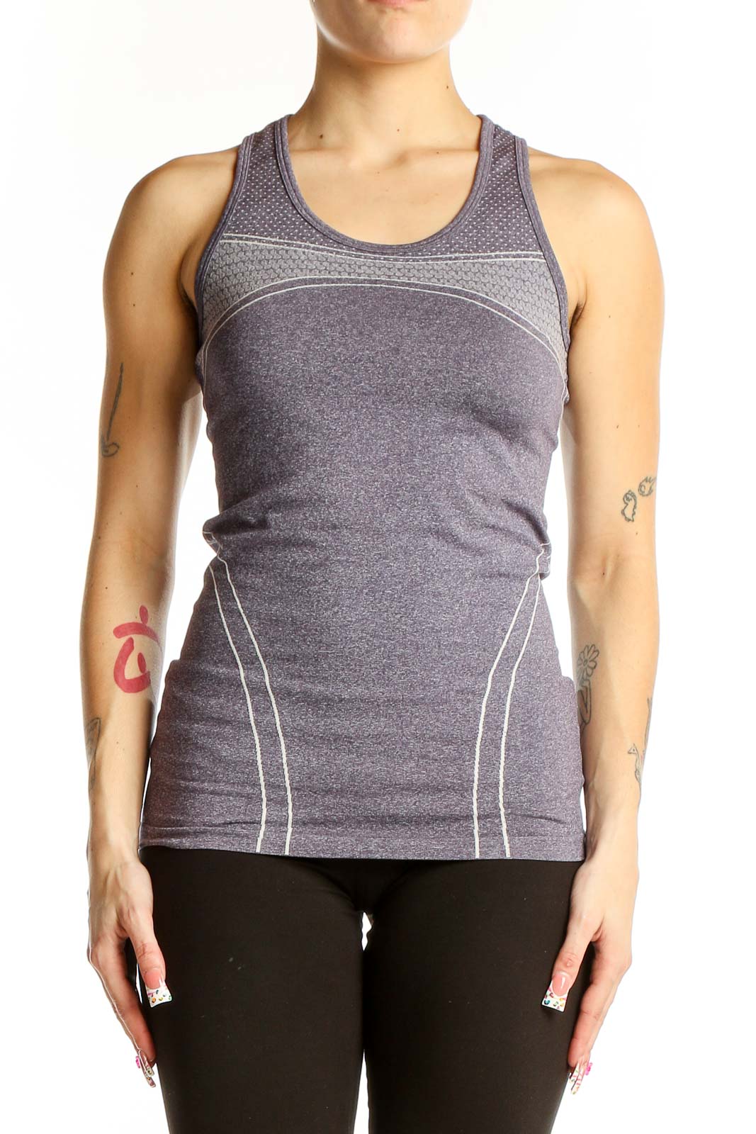 Gray Seamless Performance Tank Top Front