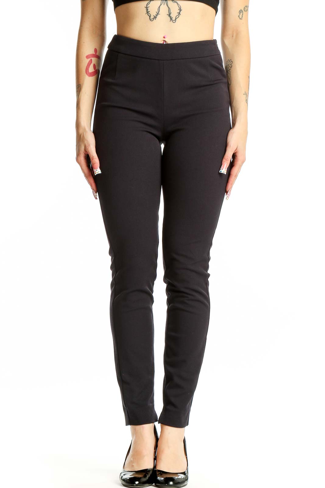 Black Slim Fit Dress Pants Front