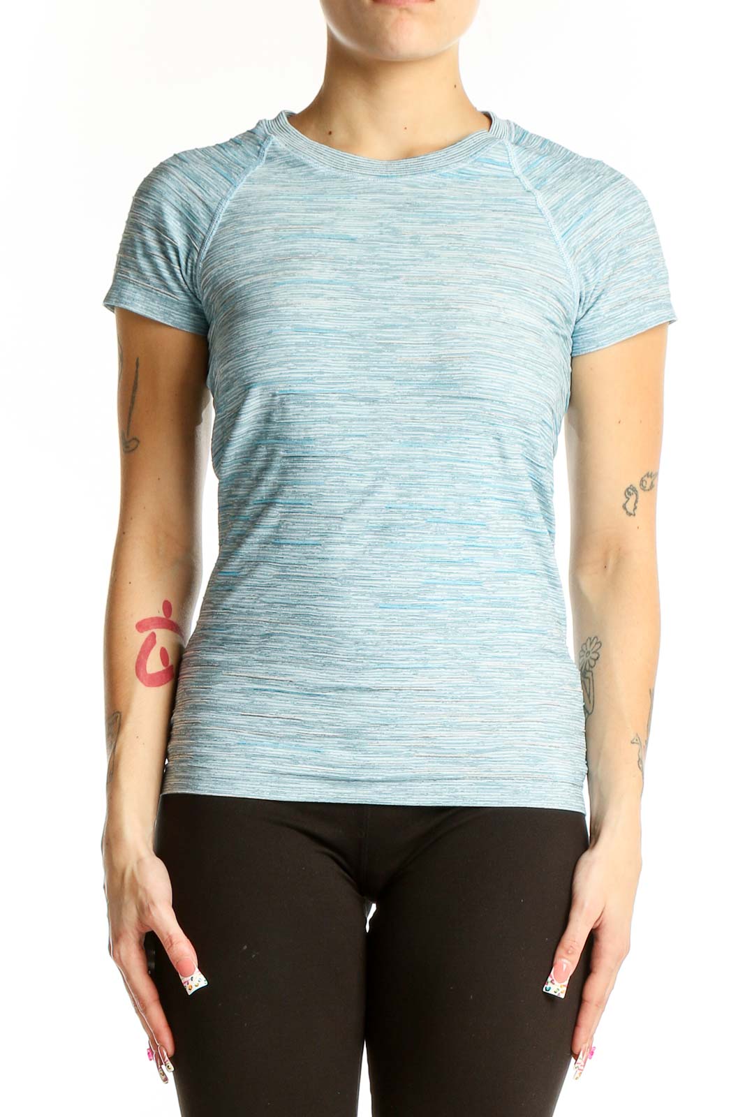 Light Blue Heathered Performance T-Shirt Front