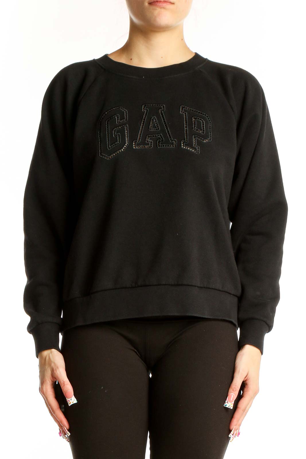 Black Cotton-Blend GAP Logo Sweatshirt Front