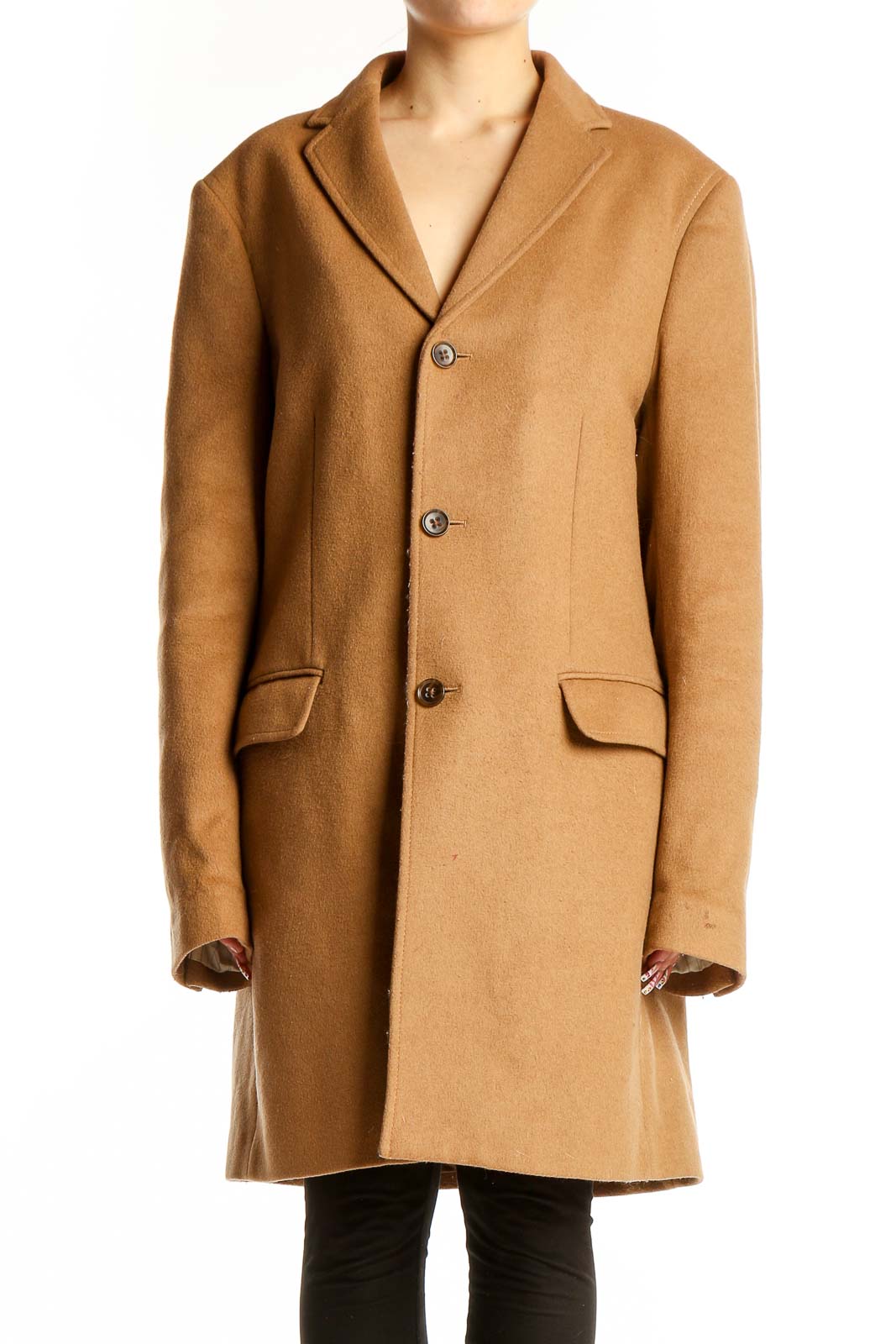 Camel Wool Blend Classic Overcoat Front