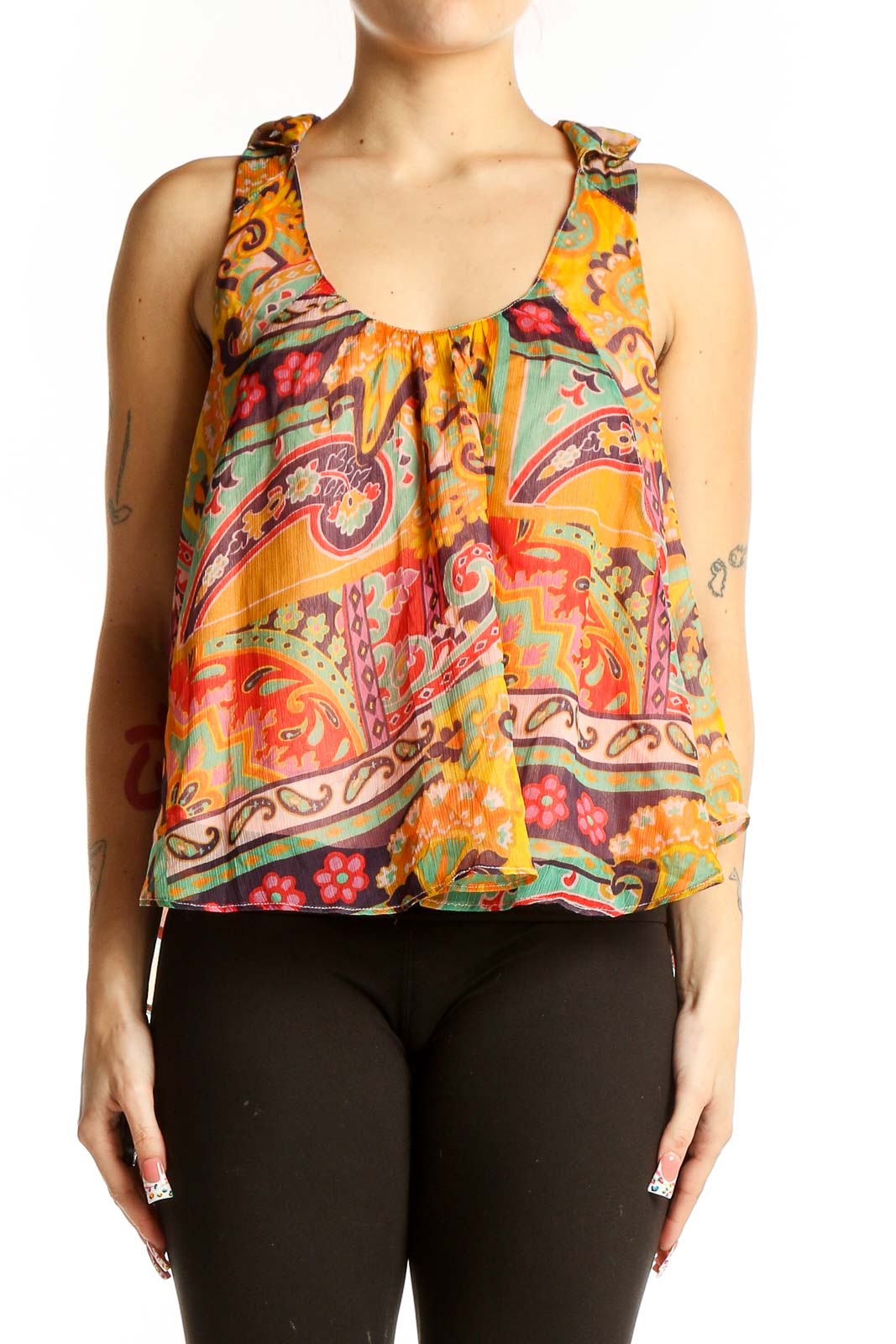 Multicolor Paisley Flowy Tank Top Front