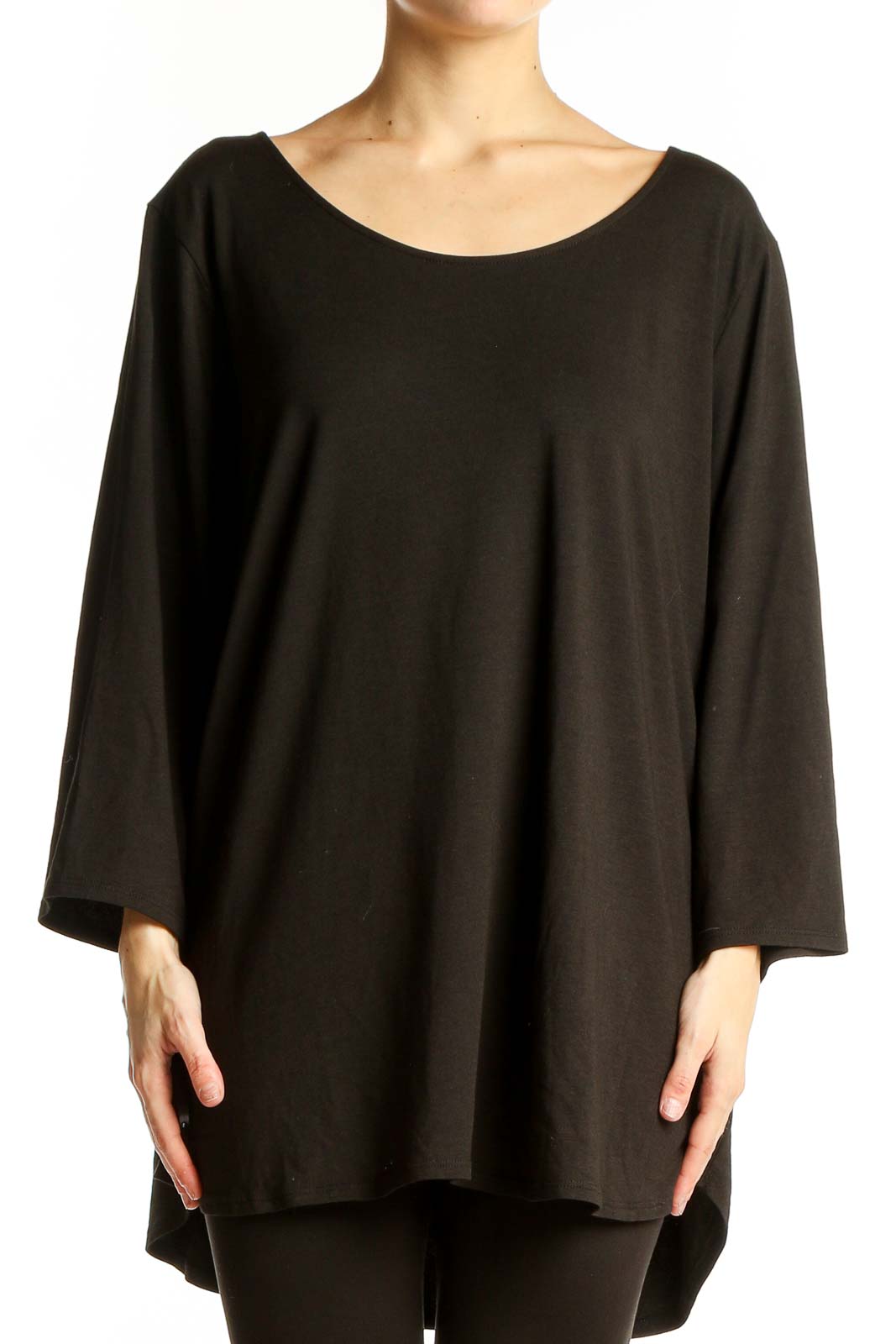 Black Oversized Modal Blend Top Front