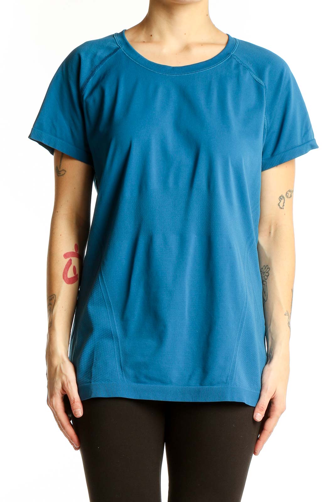 Blue Athleta Performance Short Sleeve Top Front