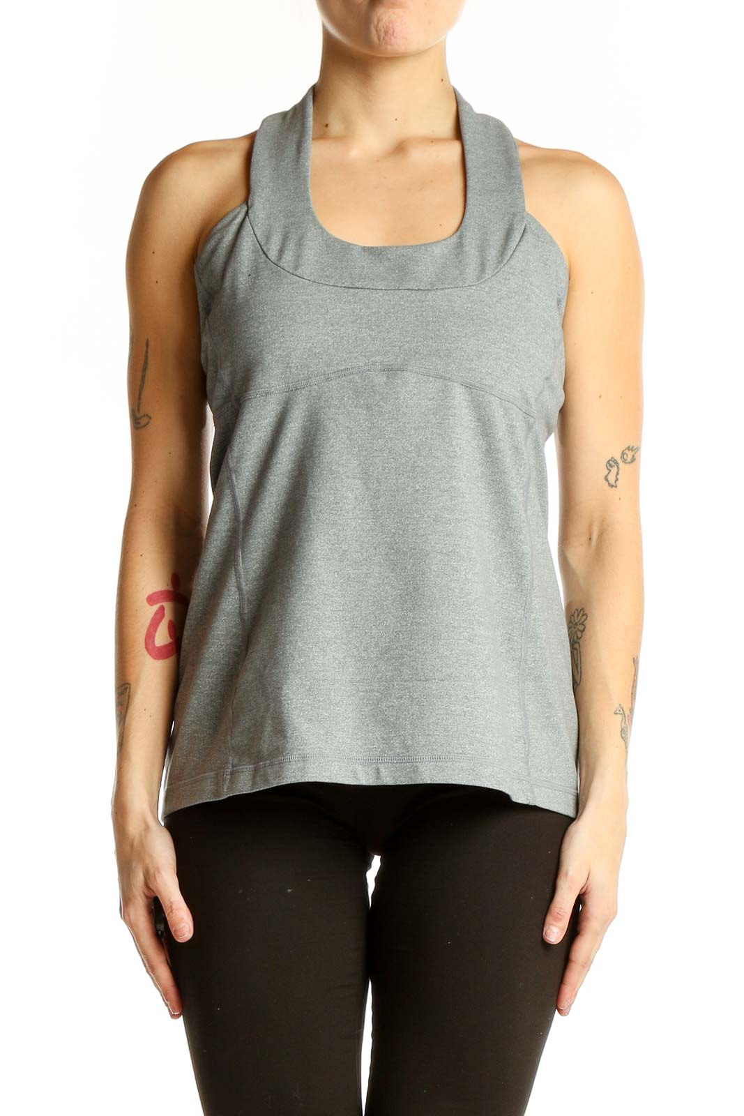 Gray Racerback Athletic Tank Top Front