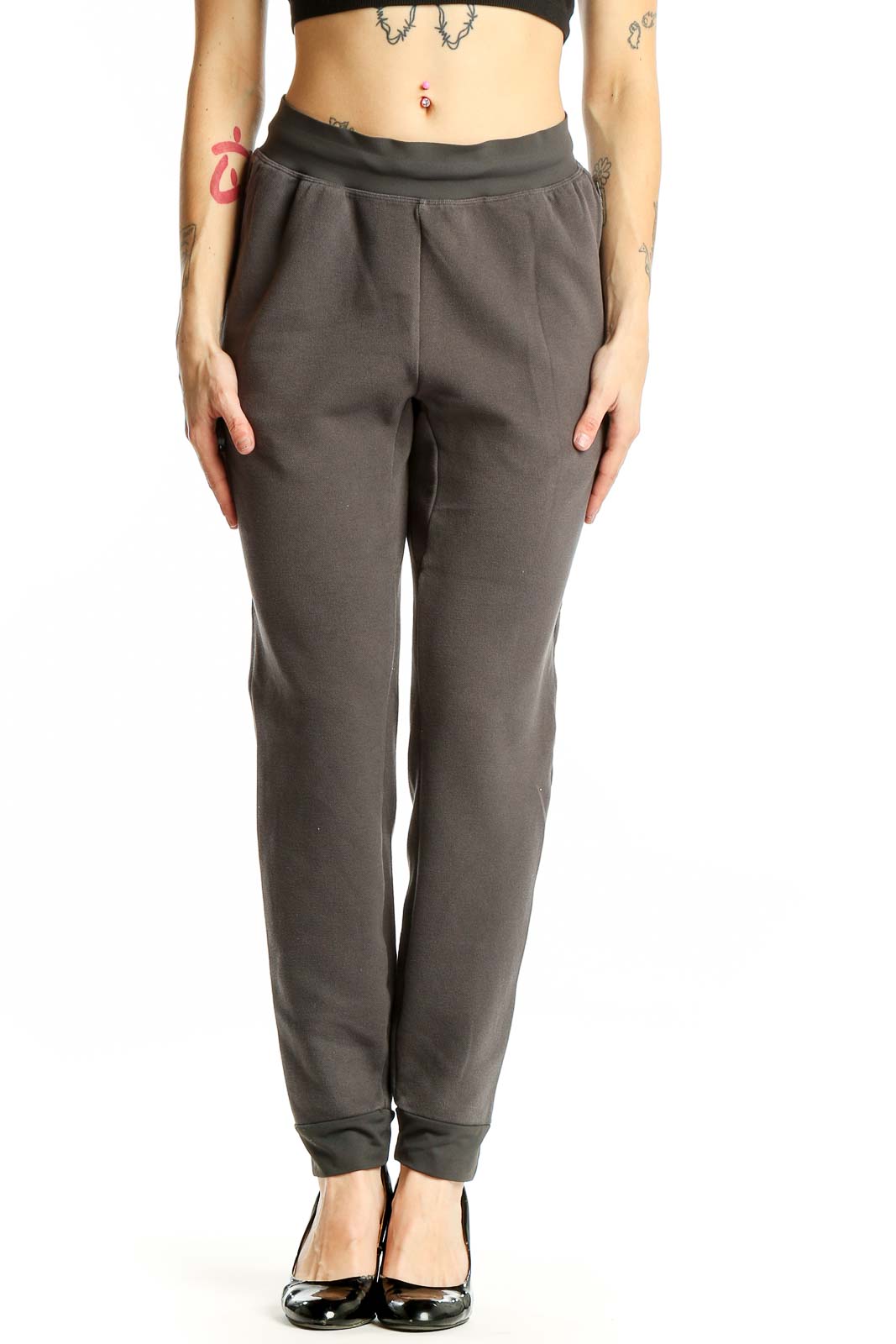 Gray Comfortable Athletic Jogger Pants Front