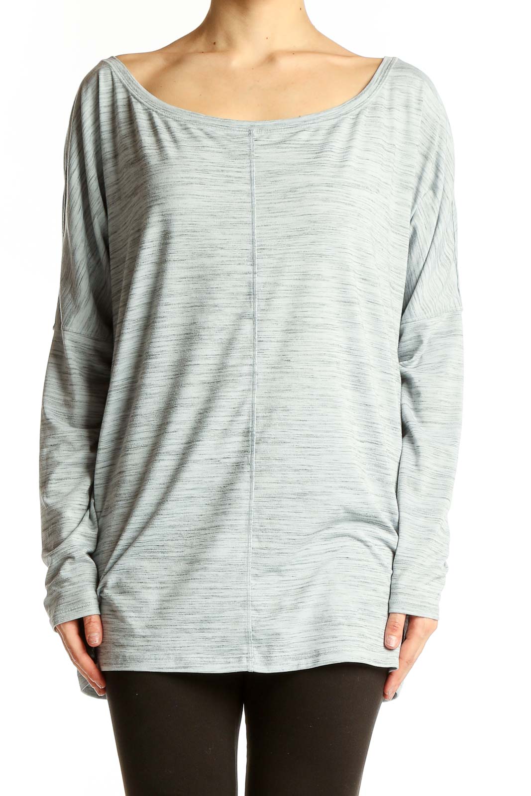 Light Gray Oversized Activewear Top Front