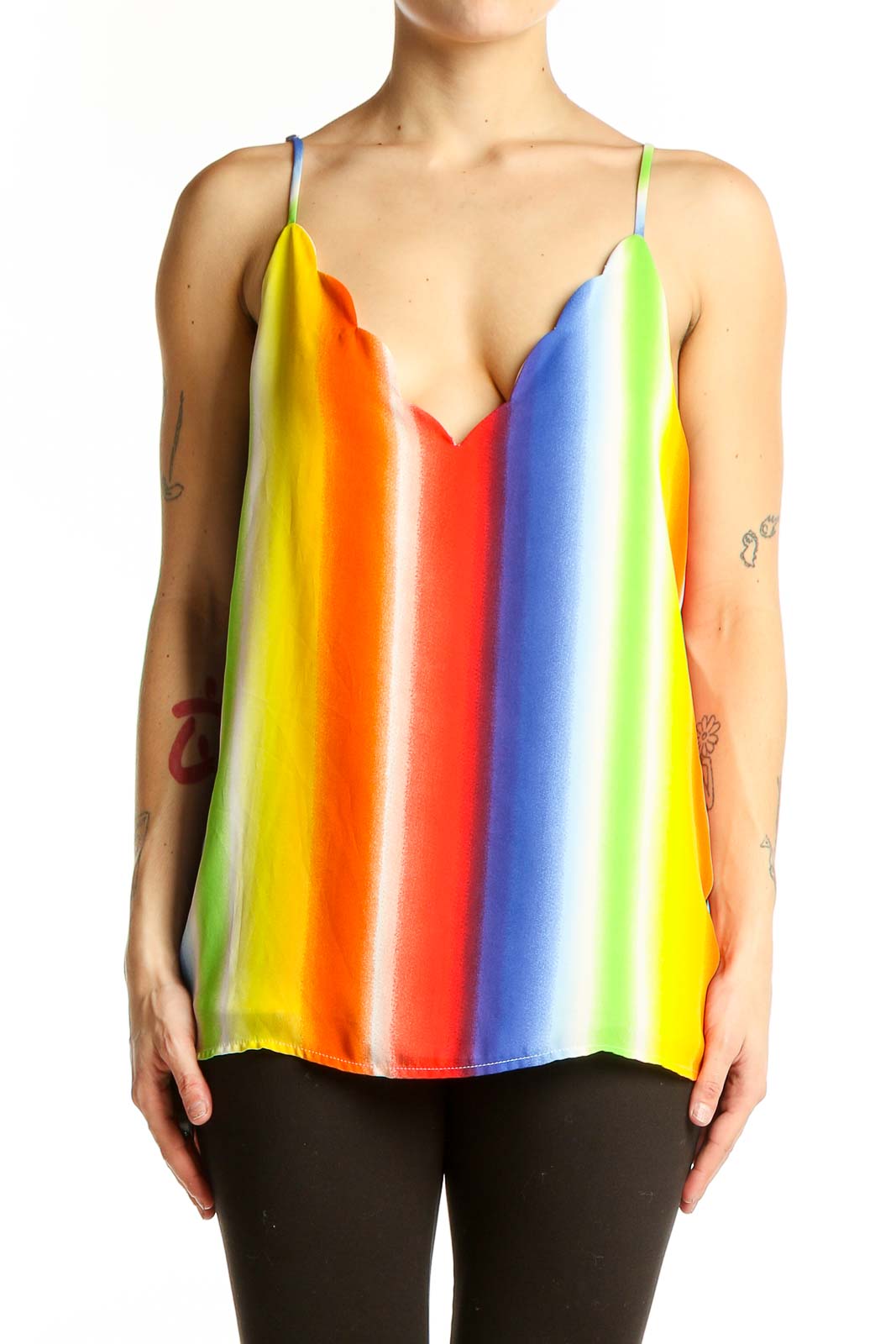 Rainbow Striped Sleeveless Camisole Top Front