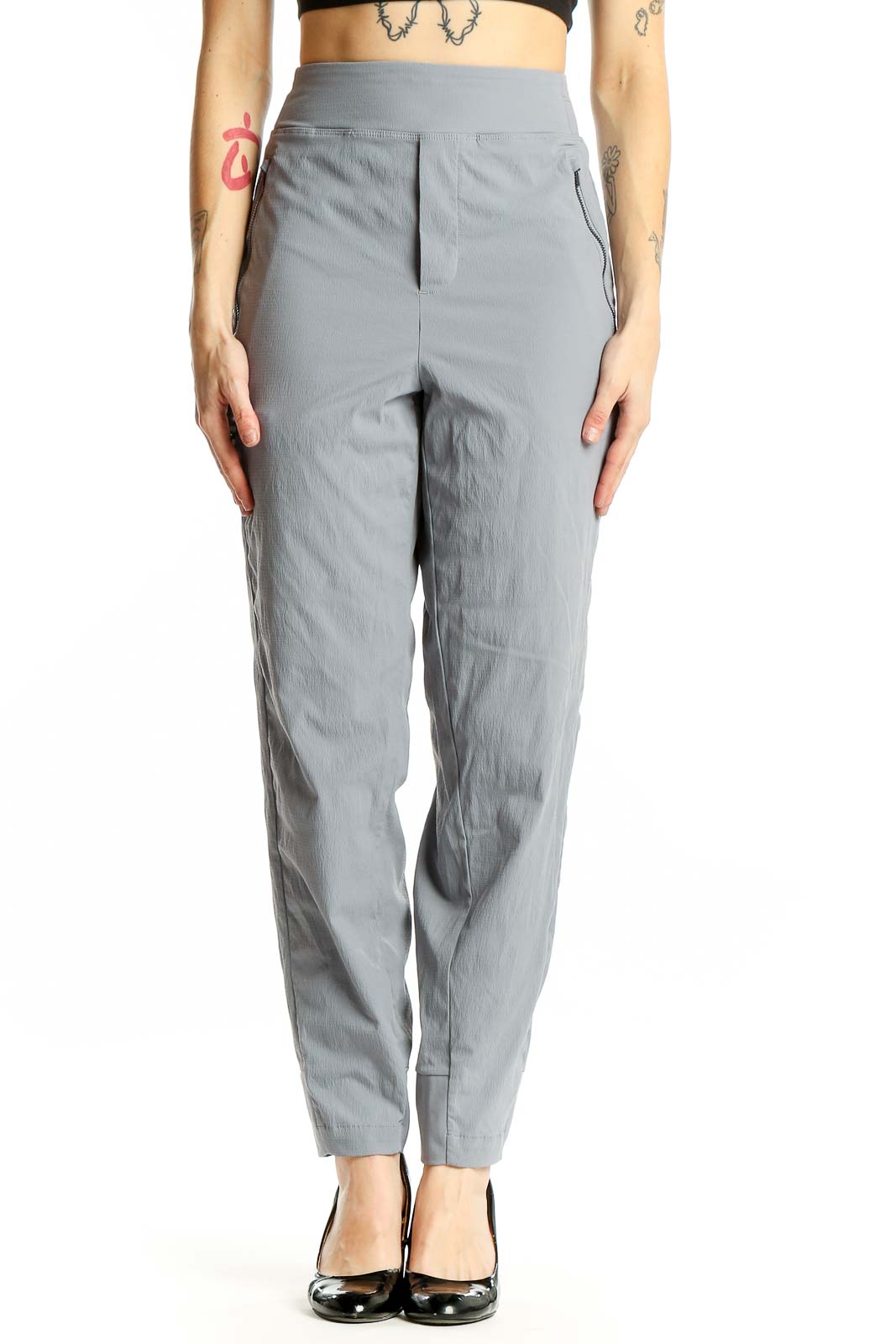 Gray High-Waisted Performance Leggings Front