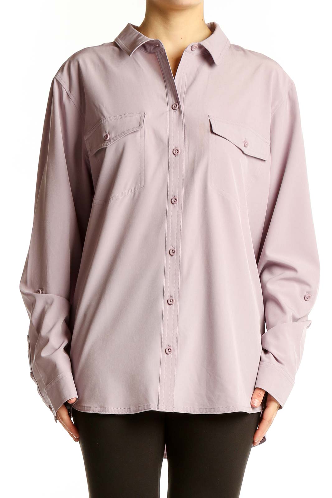 Lavender Button-Up Long Sleeve Shirt Front