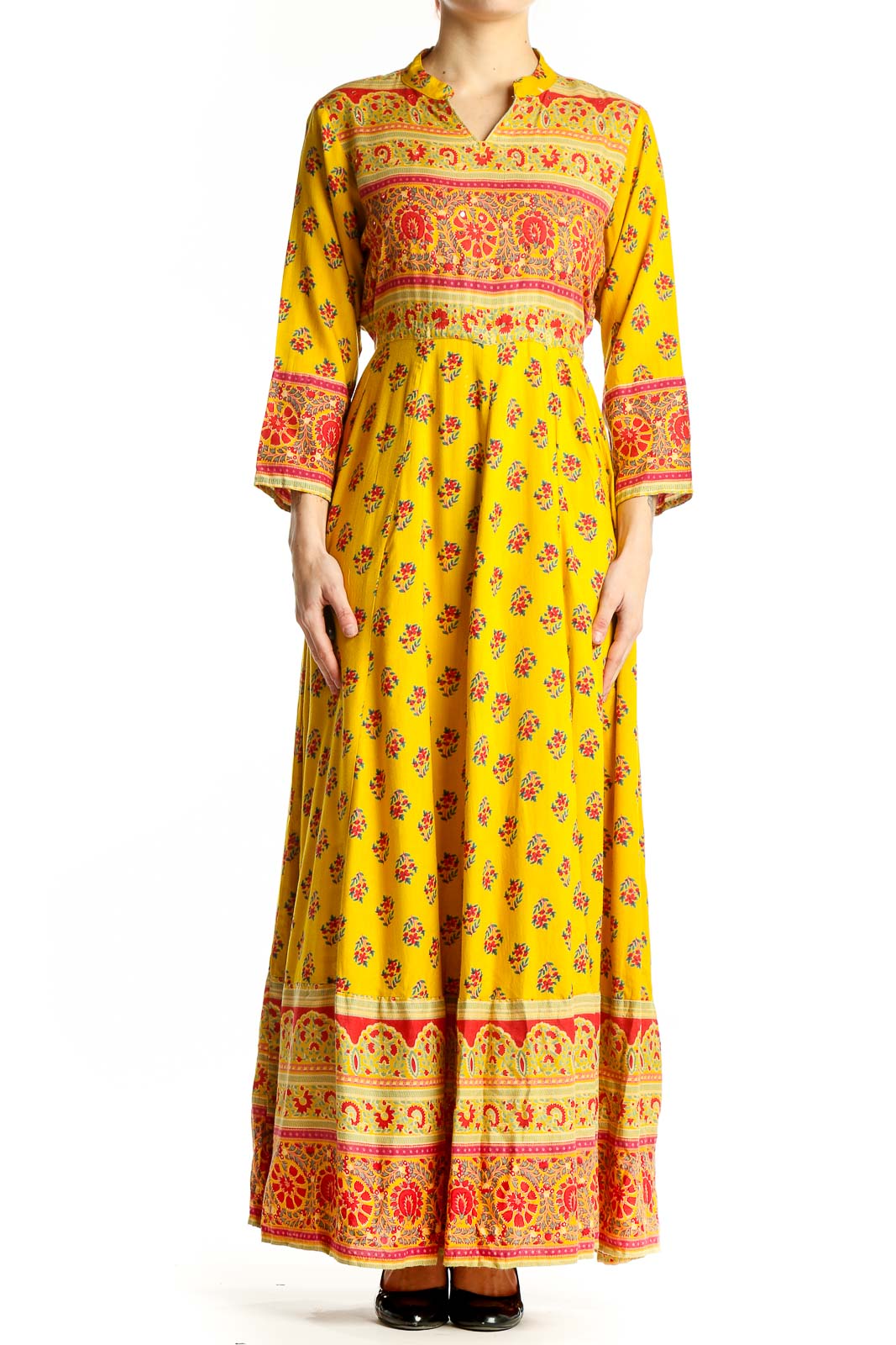 Yellow Floral Maxi Dress Front