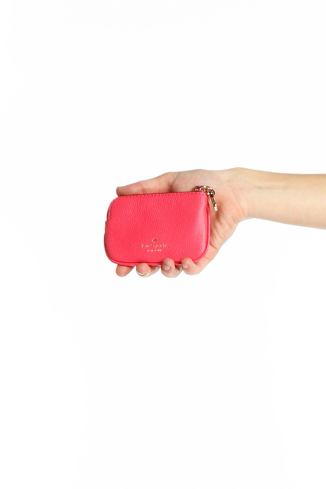 Pink Compact Leather Clutch Front