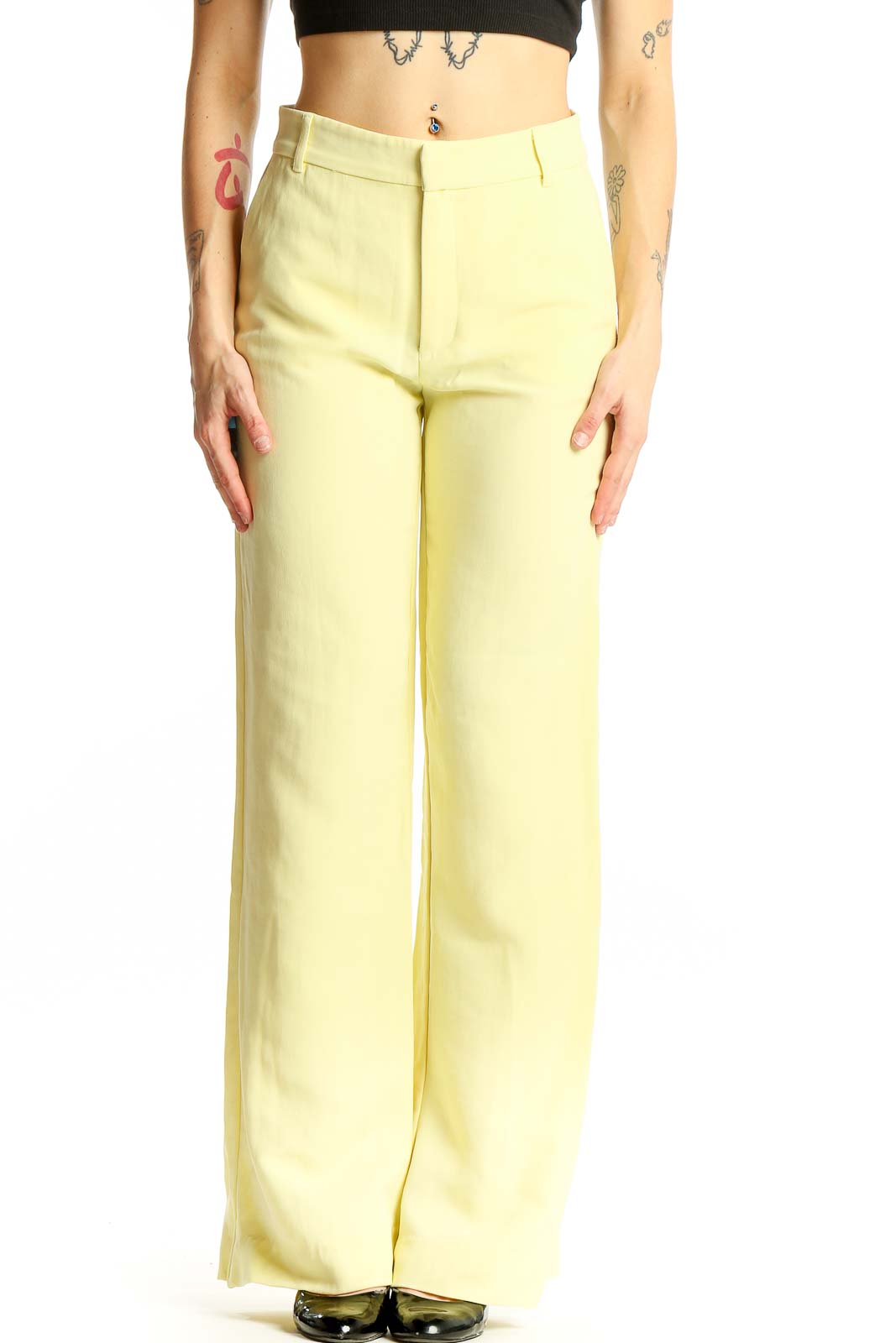 Yellow Wide-Leg Trousers Front