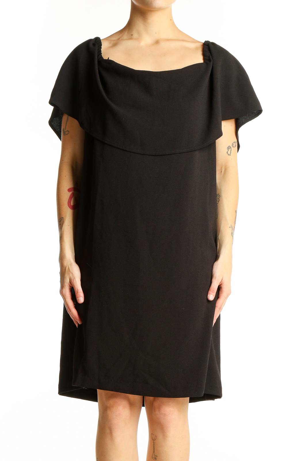 Black Elegant Off-Shoulder Cocktail Dress Front