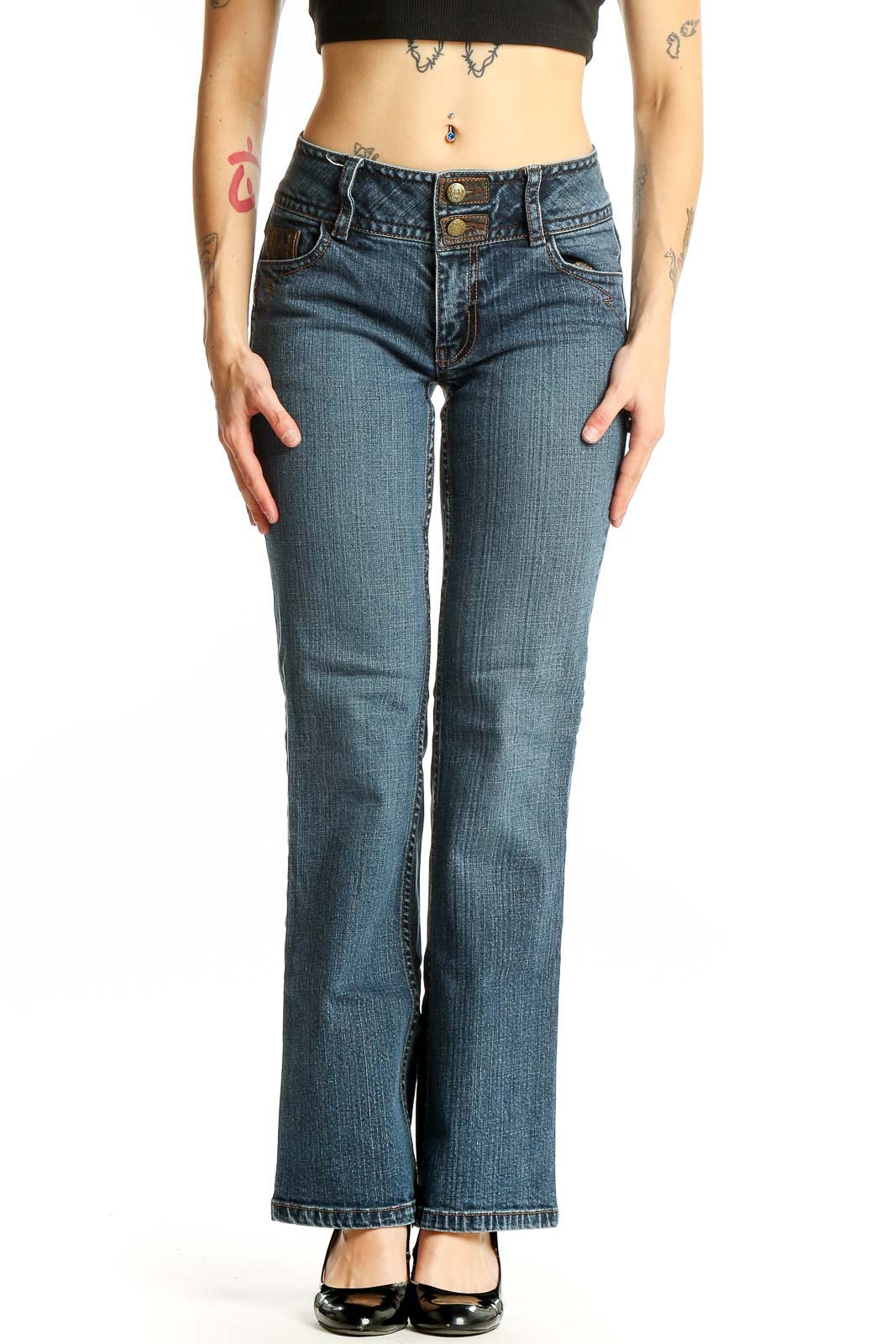Blue Bootcut Denim Jeans Front