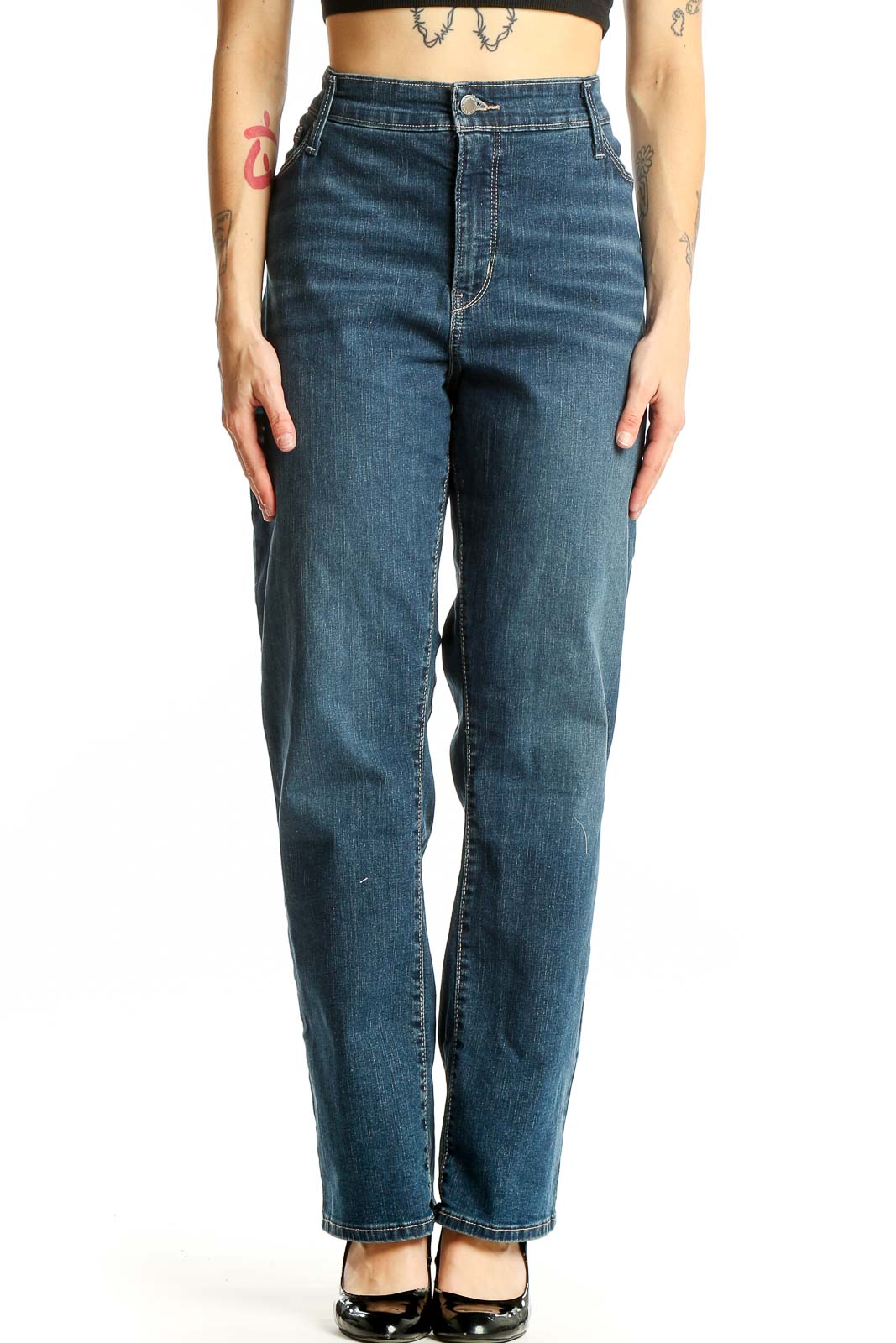 Blue Classic Straight Leg Jeans Front