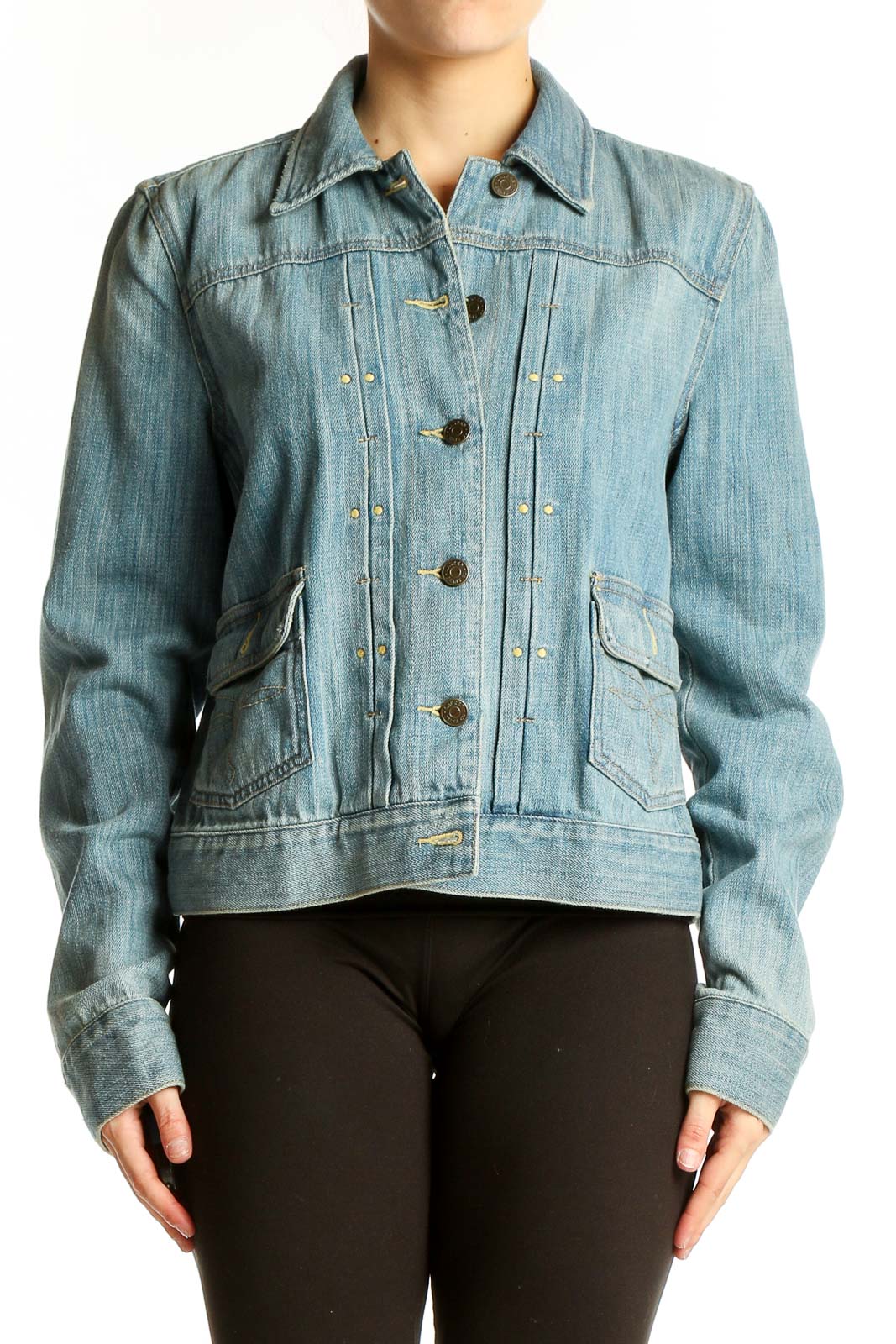 Light Blue Cotton Denim Jacket Front