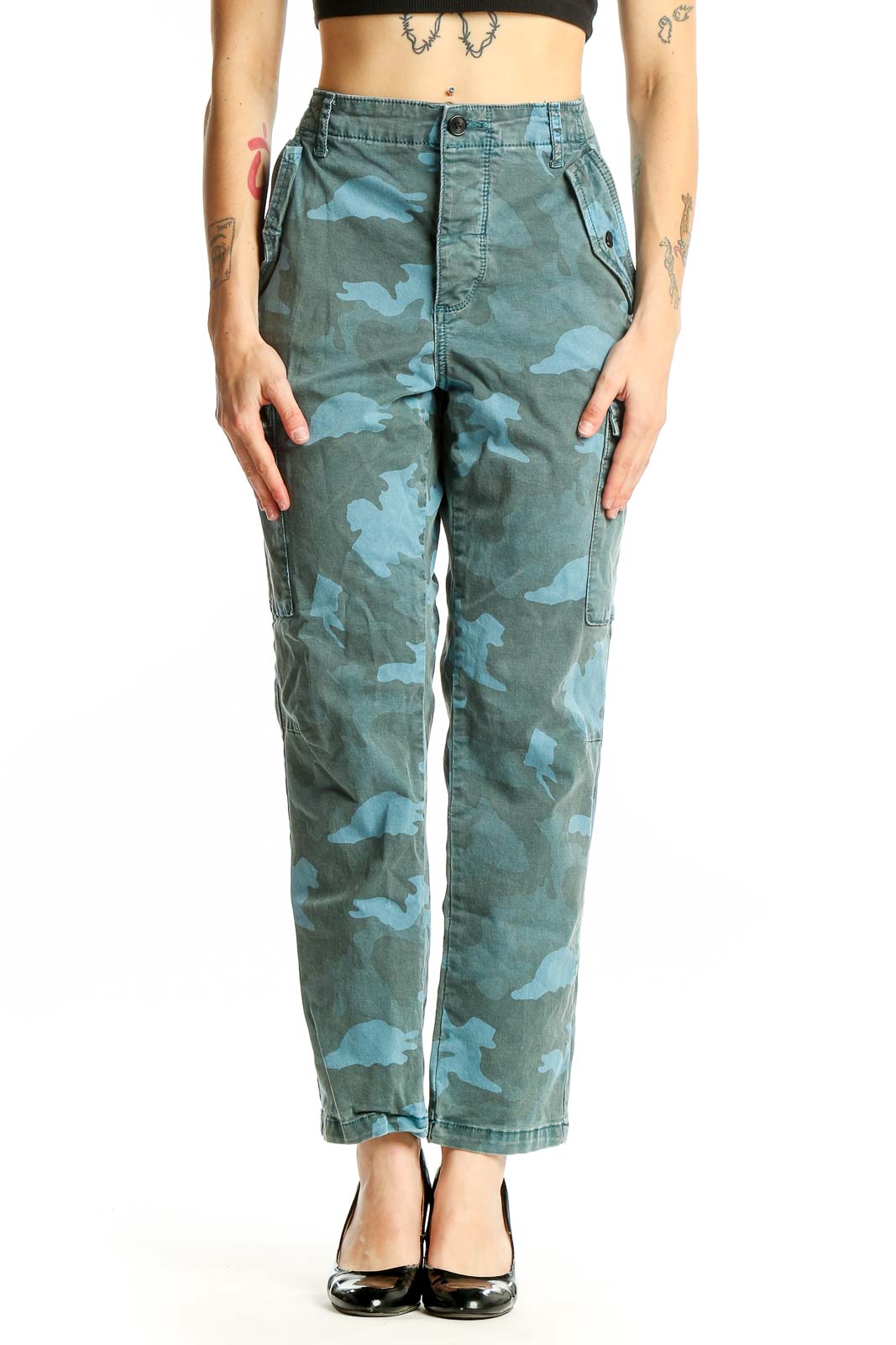 Blue Camo Cargo Pants Front
