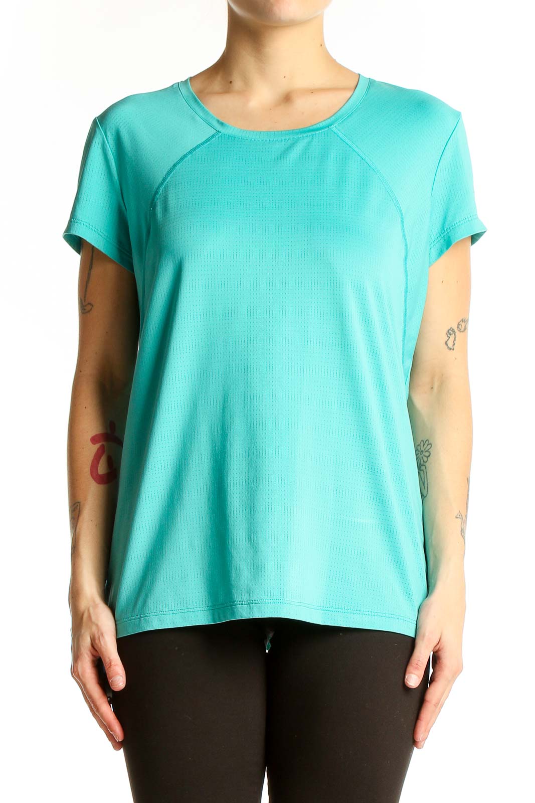 Teal Short-Sleeve Athletic Top Front