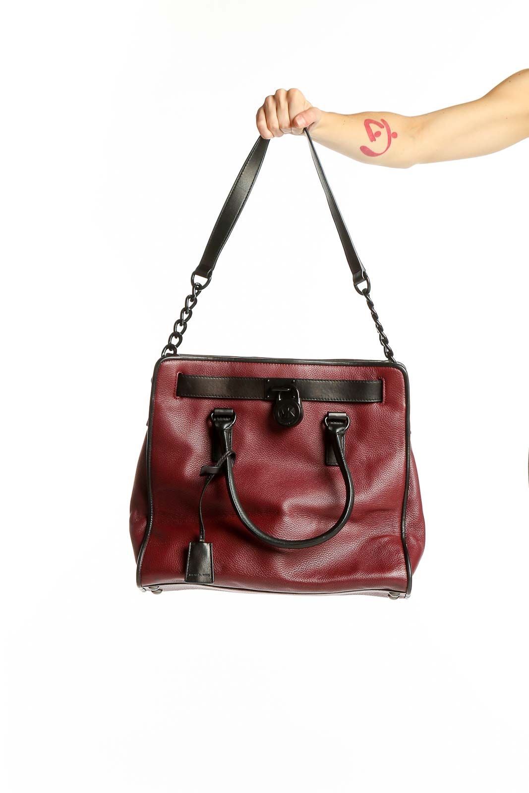 Burgundy Leather Tote Bag Front