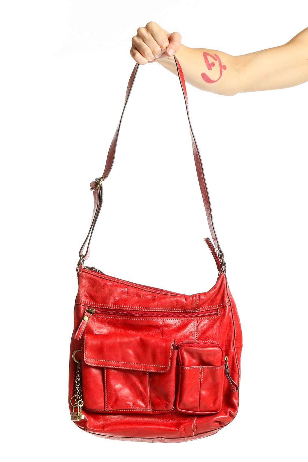 Red Leather Crossbody Bag Front