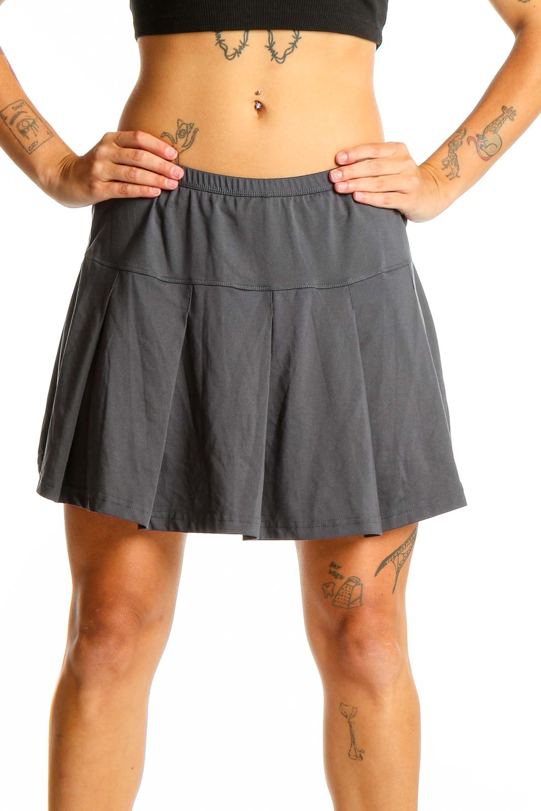 Gray Pleated Athletic Skirt Front