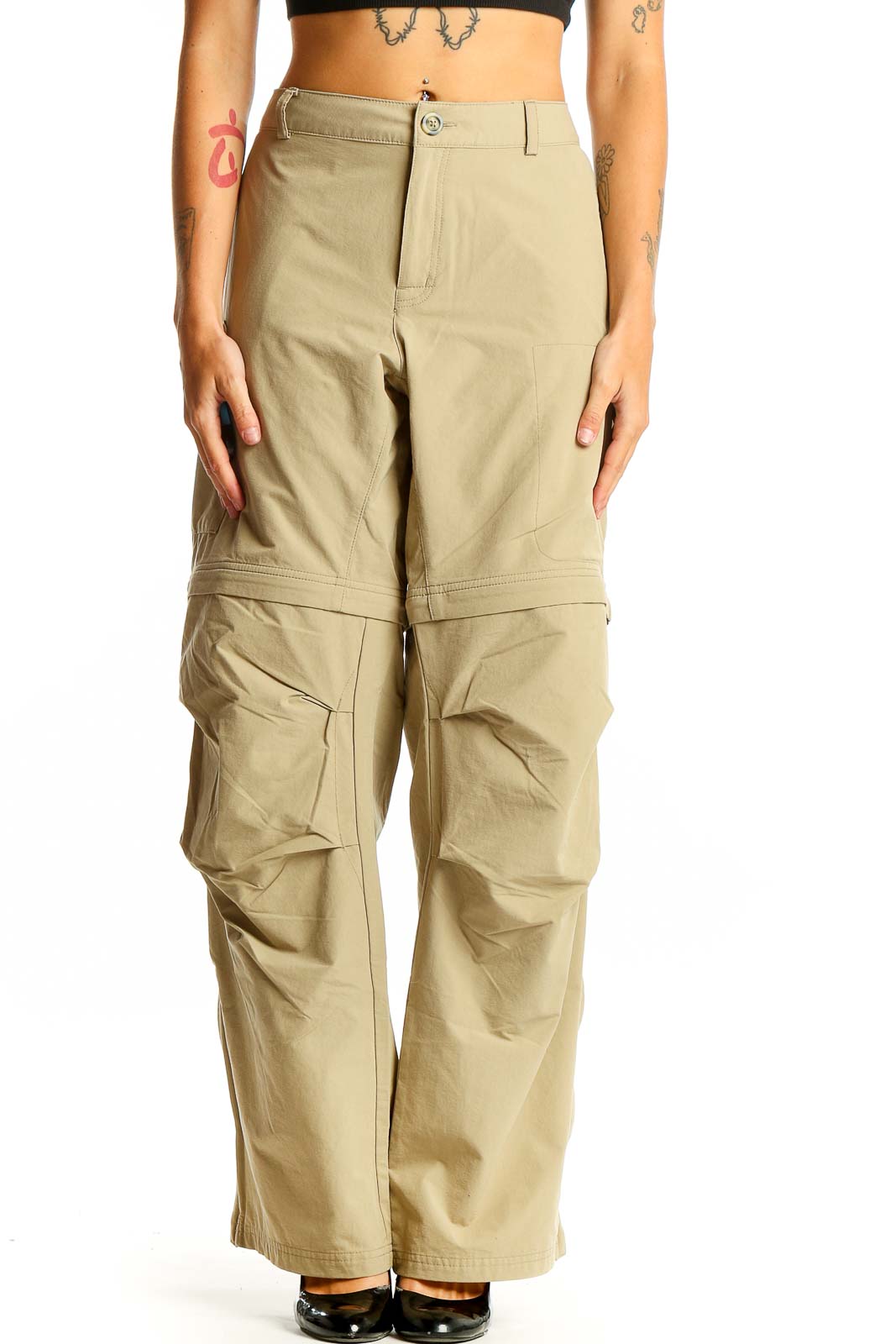 Khaki Convertible Cargo Hiking Pants Front