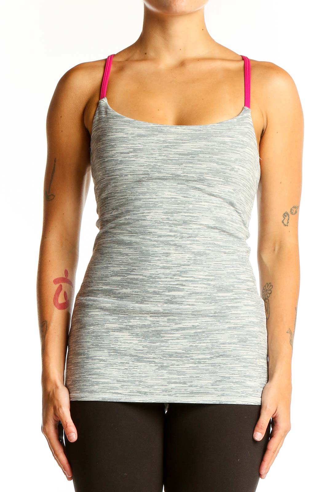 Gray Heathered Athletic Tank Top Front