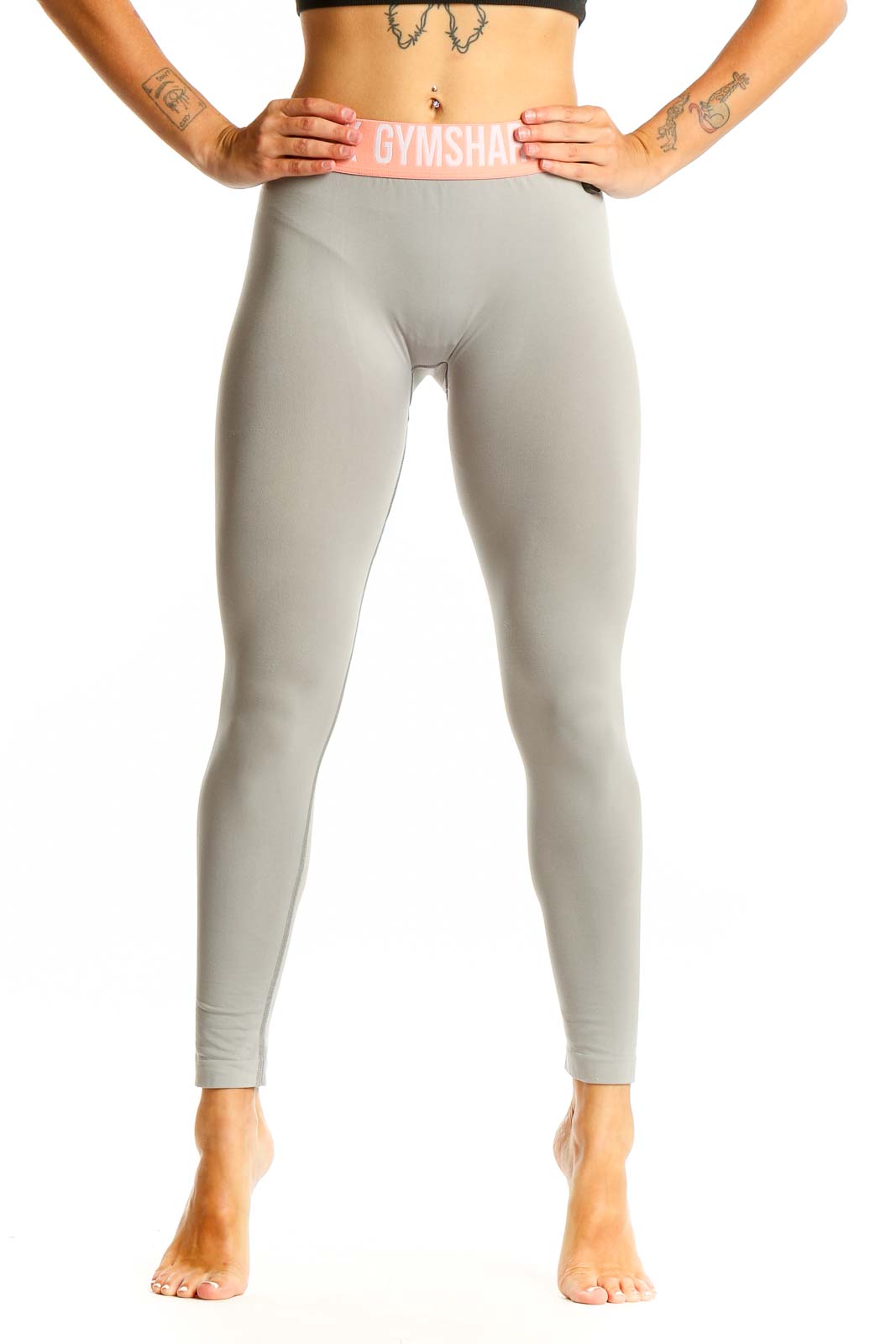 Gray High-Waisted Performance Leggings Front