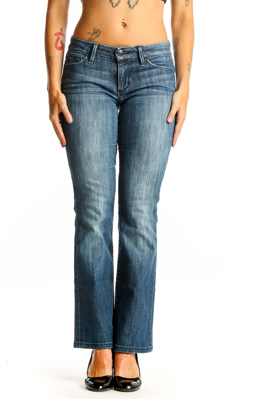 Blue Bootcut Denim Jeans Front