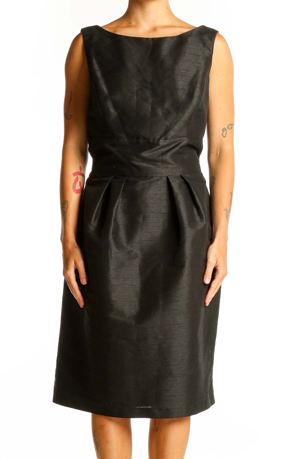 Black Elegant Sleeveless Cocktail Dress Front