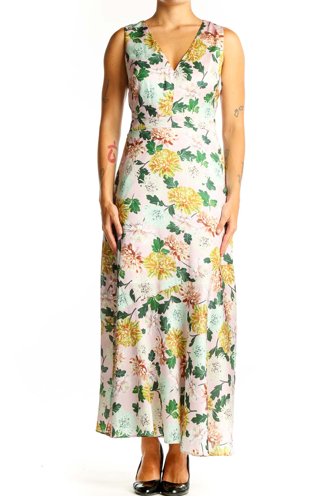 Floral Sleeveless Maxi Dress Front