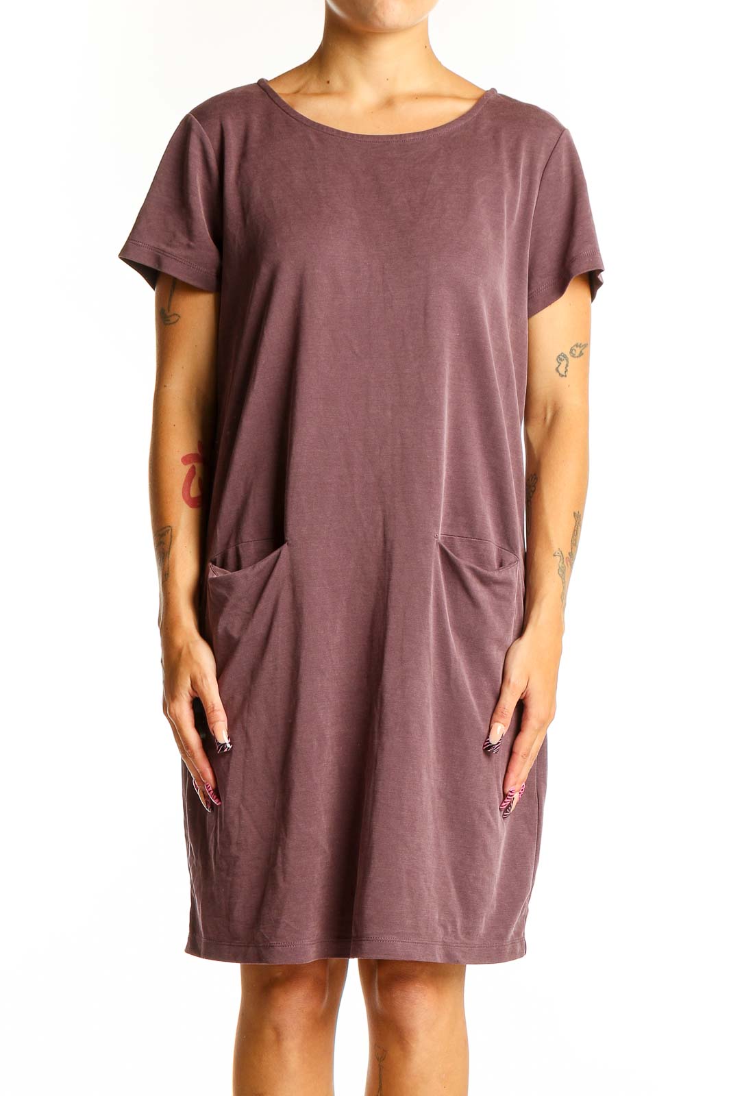 Mauve Modal-Blend T-Shirt Dress Front
