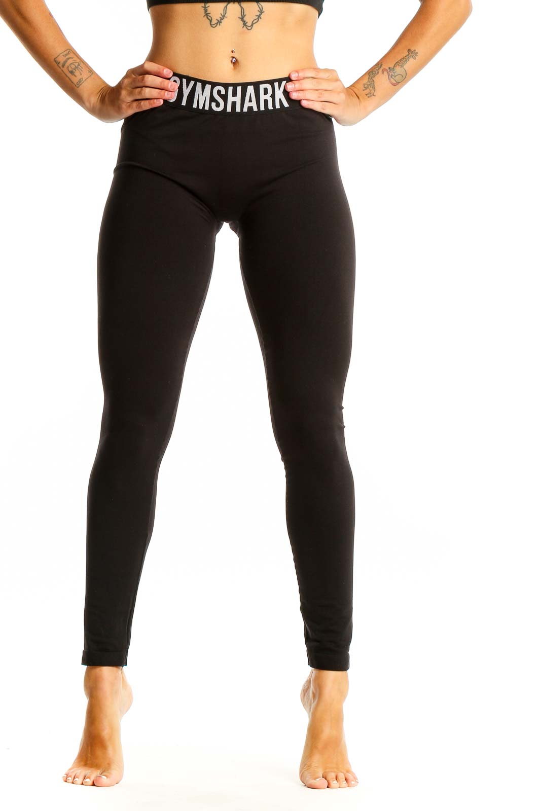 Black High-Waisted Fitness Leggings Front