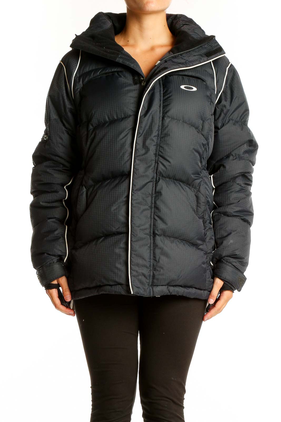 Black Quilted Puffer Jacket Front