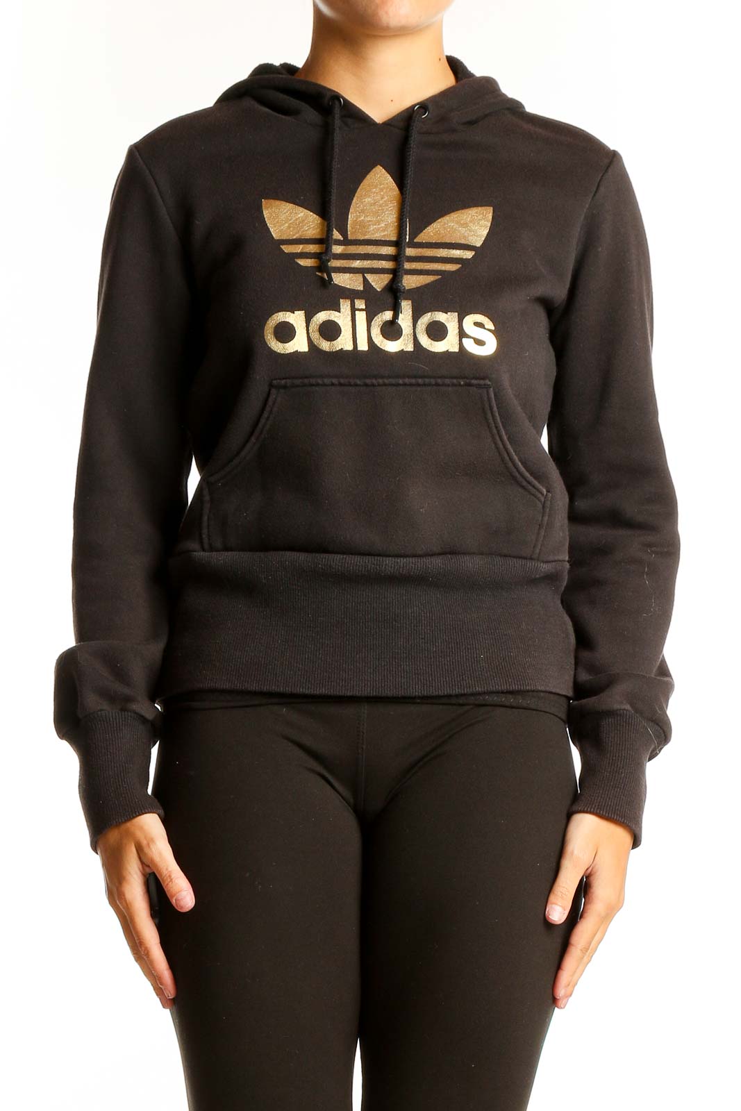 Black Adidas Trefoil Logo Hoodie Front
