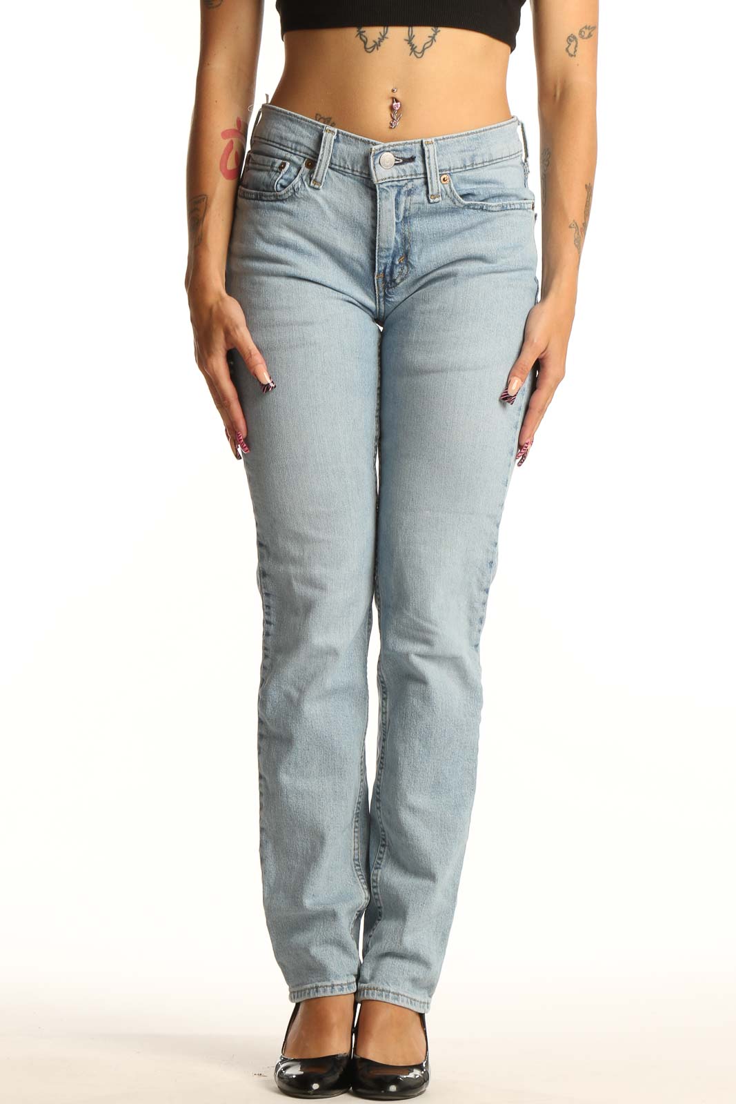 Light Blue Classic Straight Leg Jeans Front